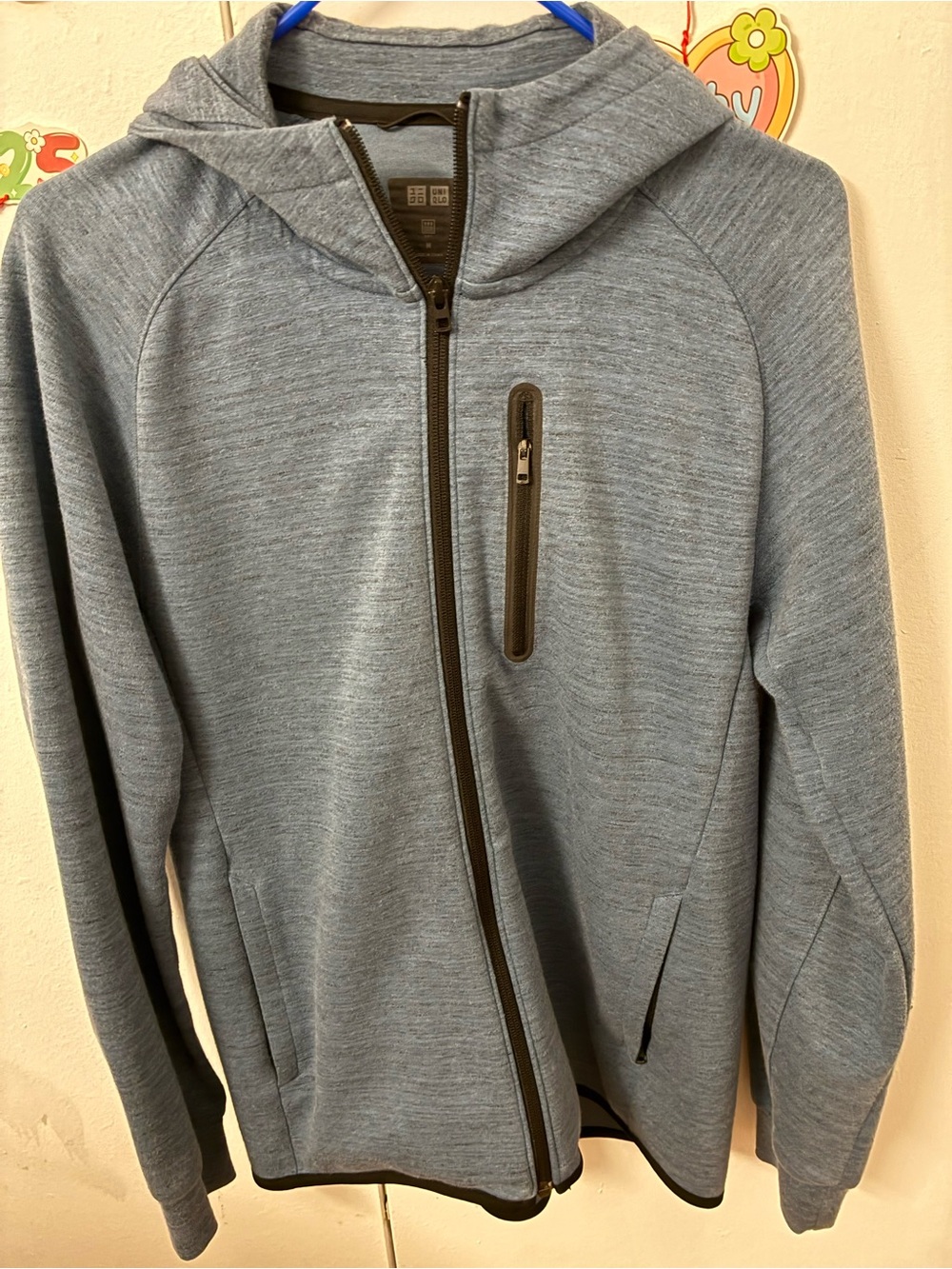 Uniqlo Men's Hooded Zip Sweater - Heather Blue